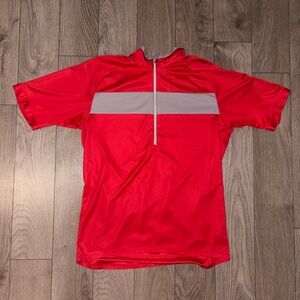 Red Cycling Jersey with Gray Stripe